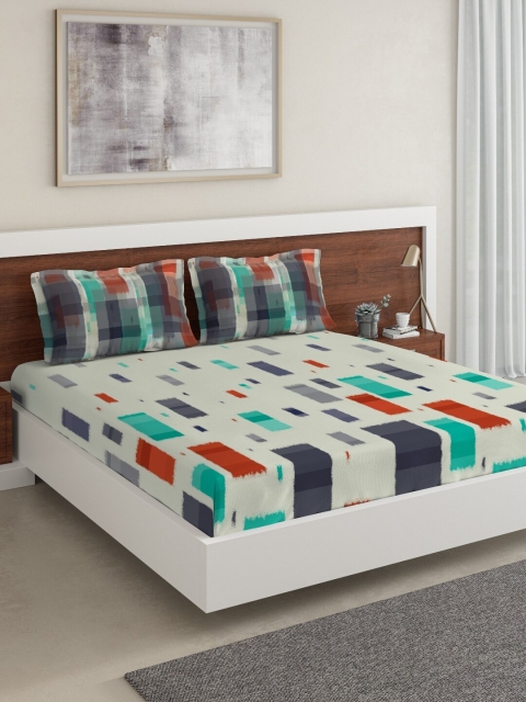 

DDecor Multicoloured Abstract 140 TC Cotton 1 Queen Bedsheet with 2 Pillow Covers, Multi