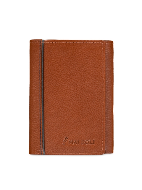 

MAI SOLI Men Brown Solid Three Fold Wallet