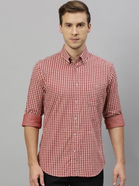 

RARE RABBIT Men Red & White Tailored Fit Checked Casual Shirt