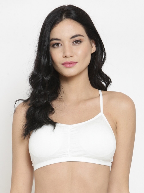 

Laceandme White Solid Non-Wired Lightly Padded Bralette 6321