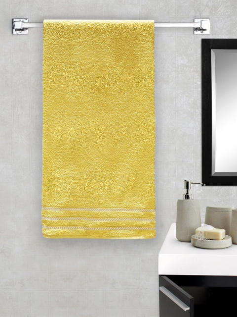 Trident Pack of 2 Yellow Solid Comfort Living 380 GSM Towels