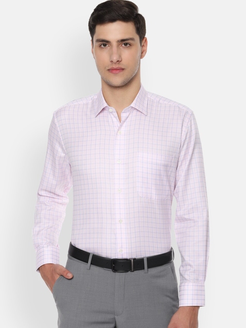 

Luxure by Louis Philippe Men Pink & Blue Regular Fit Checked Formal Shirt