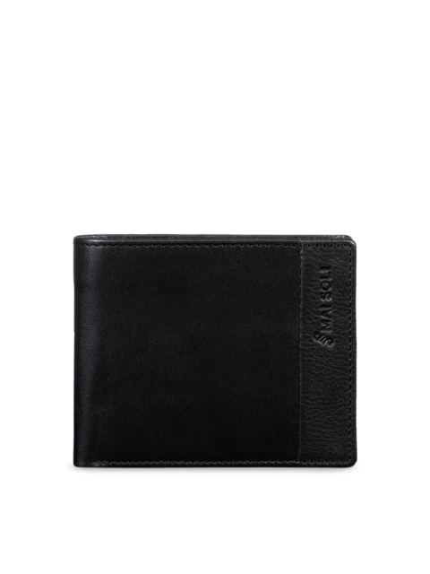 

MAI SOLI Men Black Solid Genuine Leather Two Fold Wallet