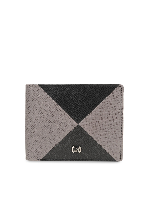 

Da Milano Men Black & Grey Colourblocked Leather Two Fold Wallet