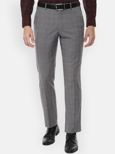 

Luxure by Louis Philippe Men Grey Regular Fit Checked Formal Trousers