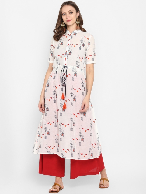 

Aprique FAB Women Off-White & Black Printed Anarkali Kurta