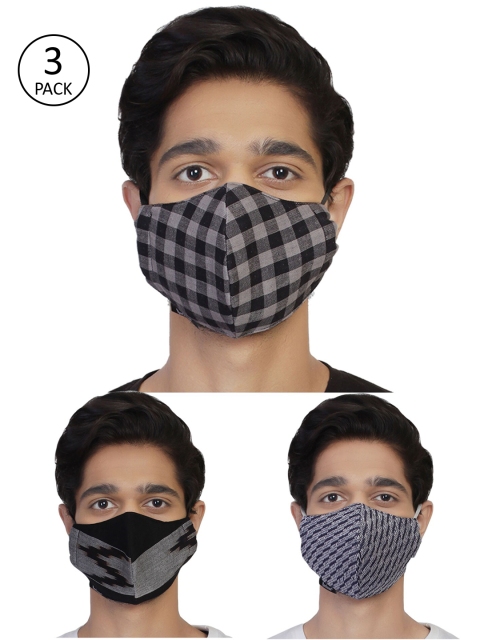 

Anekaant Men Pack of 3 Reusable 3-Layers Cloth Masks, Black