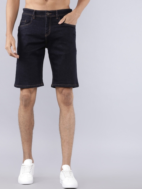 

HIGHLANDER Men Blue Solid Slim Fit Denim Shorts