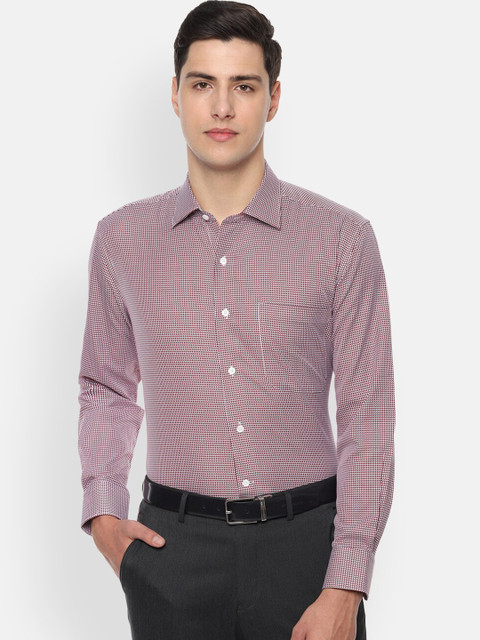 

Luxure by Louis Philippe Men Red & White Regular Fit Self Design Party Shirt