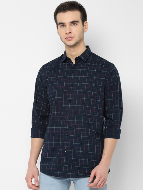 

Allen Solly Men Navy Blue & White Slim Fit Checked Casual Shirt