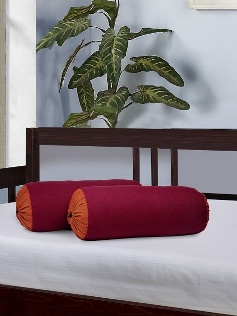

KLOTTHE Set Of 2 Maroon Solid Bolster Covers