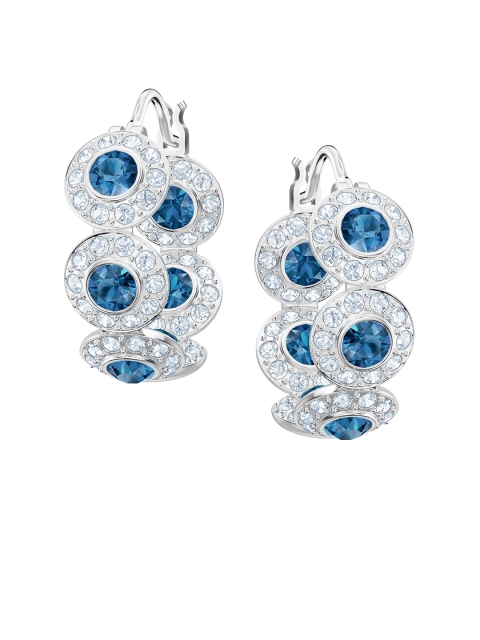 

SWAROVSKI Rhodium-Plated & Blue Angelic Pierced Hoop Earrings