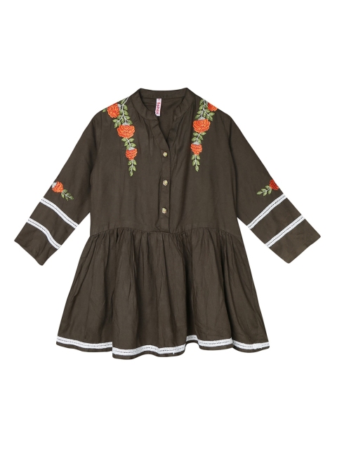 

Ishin DESIGNER STUDIO Girls Brown Solid A-Line Top