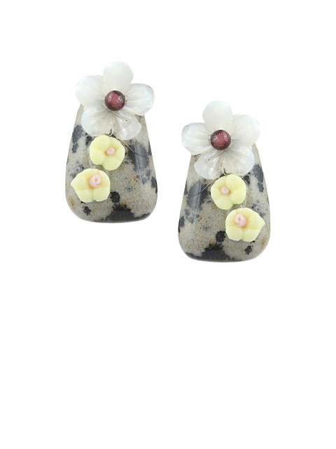 

Sia Art Jewellery Gold-Plated White & Yellow Quirky Studs