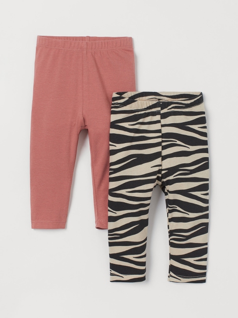 

H&M Girls Multicoloured Ankle-Length 2-Pack Leggings, Multi