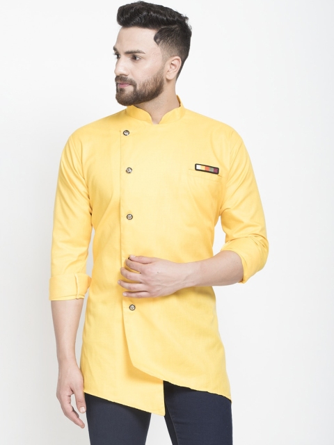 

Benstoke Men Yellow Solid Straight Kurta