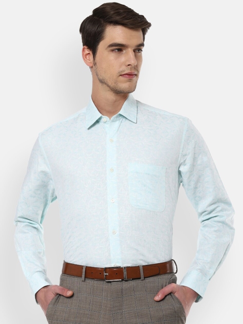 

Luxure by Louis Philippe Men Blue Regular Fit Self Design Formal Shirt
