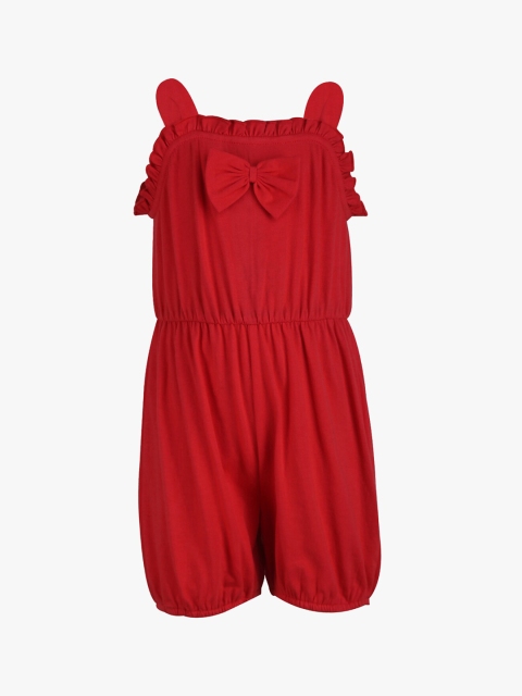 

Tiddlywings Girls Red Solid Basic Jumpsuit