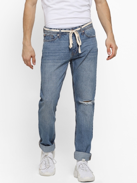 

FOREVER 21 Men Blue Regular Fit Mid-Rise Mildly Distressed Jeans