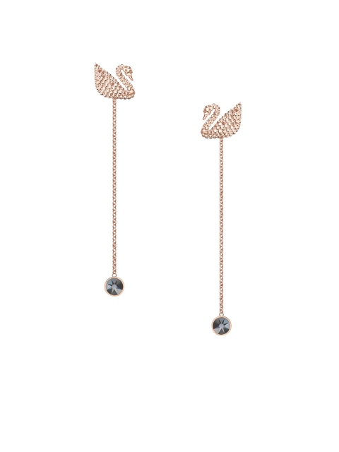 

SWAROVSKI Grey & Gold-Toned Rhodium-Plated Contemporary Drop Earrings