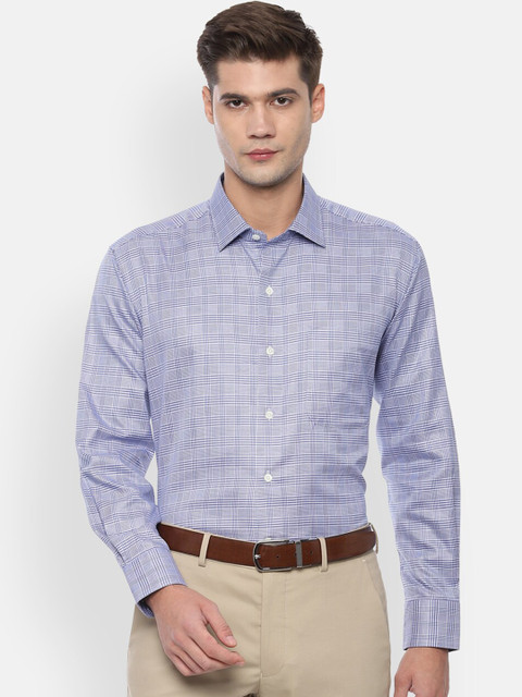 

Luxure by Louis Philippe Men Blue Regular Fit Checked Formal Shirt