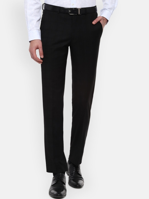 

Luxure by Louis Philippe Men Black Regular Fit Checked Formal Trousers