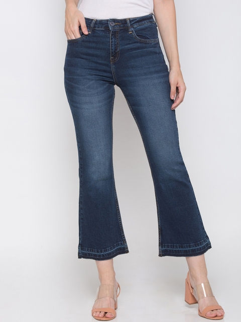 

Globus Women Navy Blue Flared High-Rise Clean Look Jeans