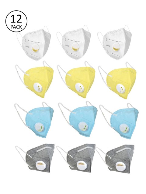 

OOMPH Adults Pack of 12 Anti-Pollution 5-Layer Reusable Valved KN95 Masks, White