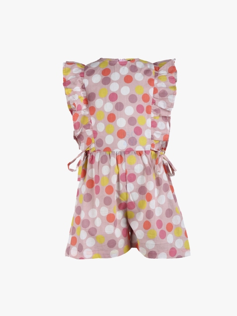 

Tiddlywings Girls Pink & Beige Printed Basic Jumpsuit
