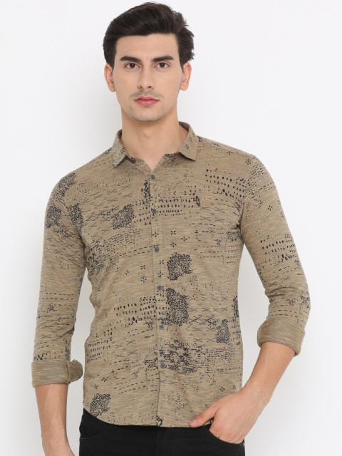 

SHOWOFF Men Khaki Slim Fit Printed Casual Shirt