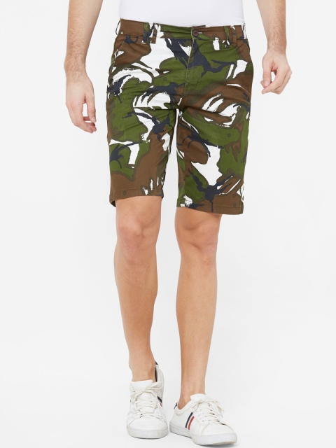 

FiTZ Men Olive Green Camo Printed Regular Shorts