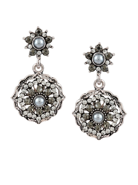 

Sia Art Jewellery Silver-Plated & White Circular Drop Earrings