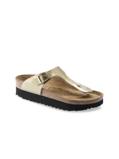 

Birkenstock Women Beige Regular Width Gizeh Platform Regular Width T-Strap Flats