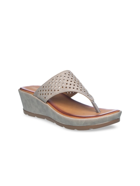 

Khadims Women Grey Embellished Wedges with Laser Cut Detail