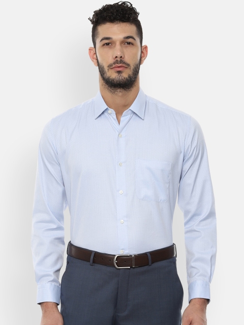 

Luxure by Louis Philippe Men Blue Regular Fit Self Design Formal Shirt
