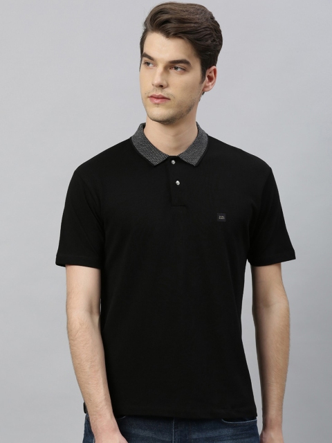 

RARE RABBIT Men Black Solid Polo Collar T-shirt