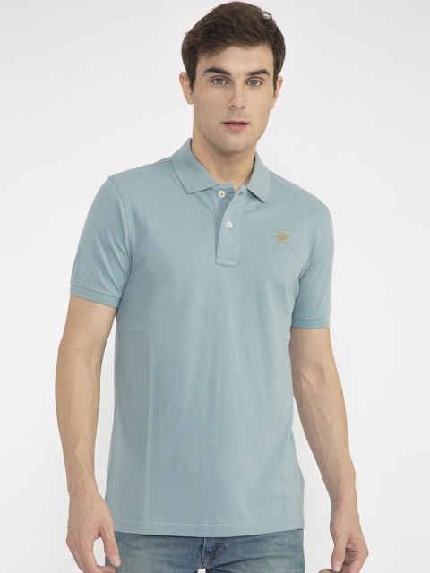 

Beverly Hills Polo Club Men Blue Solid Polo Collar T-shirt