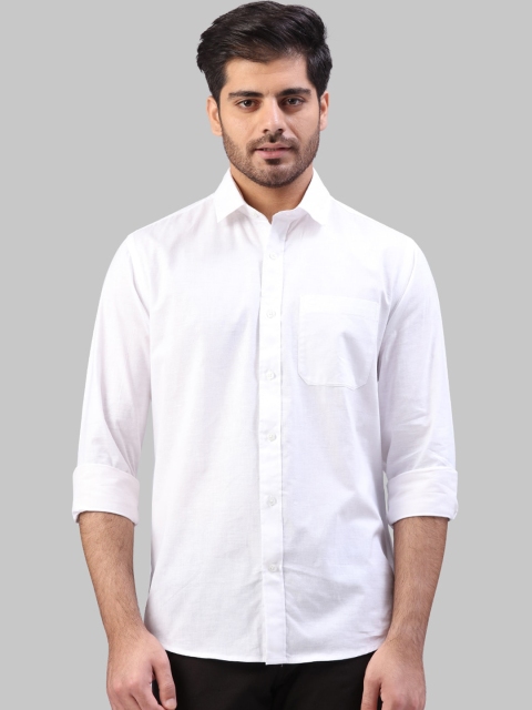 

Raymond Men White Solid The Story Re-Spun Casual Shirt