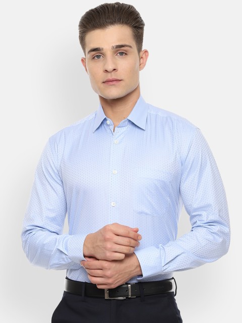 

Luxure by Louis Philippe Men Blue Slim Fit Self Design Formal Shirt