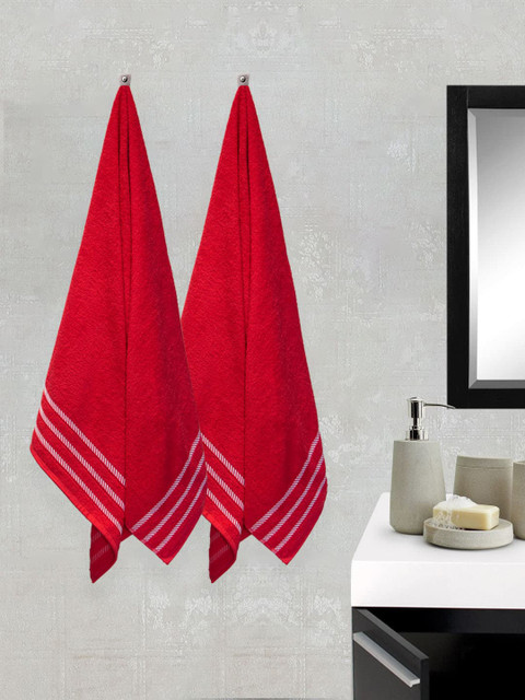

Trident Red 2 Pcs Striped Comfort Living 380 GSM Towel Set