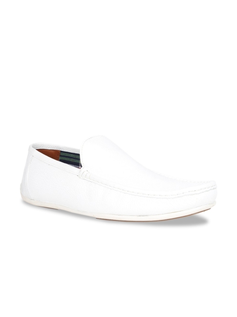 

Regal Men White Solid Leather Loafers