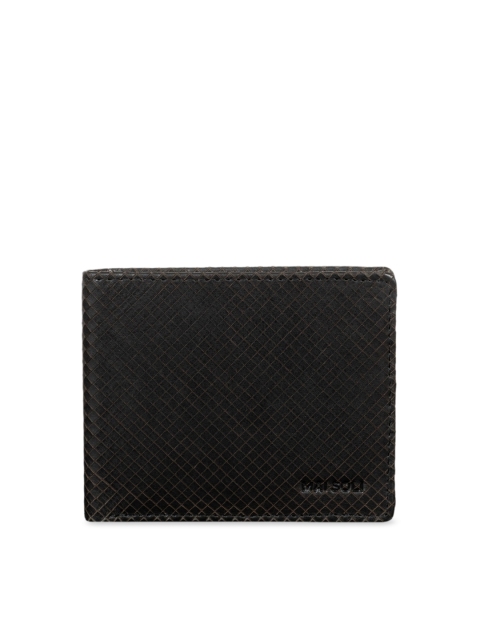 

MAI SOLI Men Black Solid Leather Two Fold Wallet