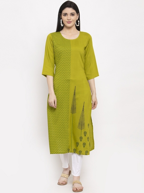 

Clora Creation Women Green Printed Straight Kurta