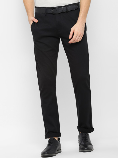 

Allen Solly Men Black Slim Fit Solid Regular Trousers