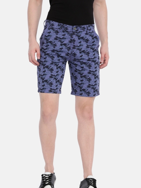 

Classic Polo Men Black & Blue Camouflage Printed Slim Fit Regular Shorts