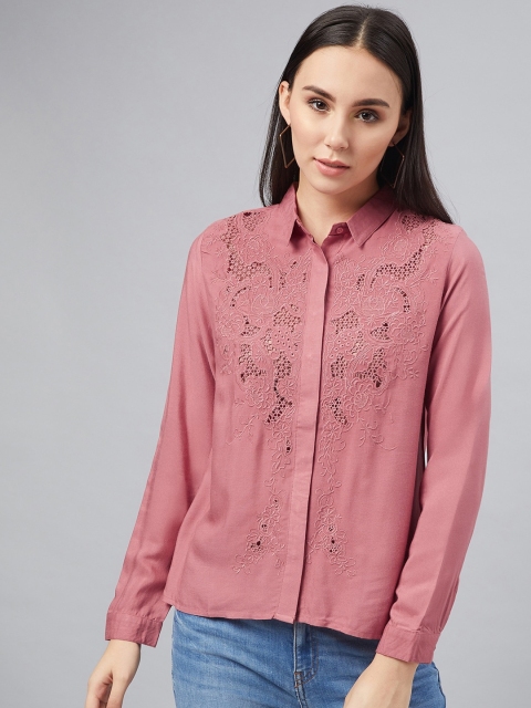 

Marie Claire Women Pink Regular Fit Solid Casual Shirt