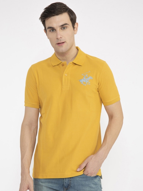 

Beverly Hills Polo Club Men Yellow Solid Polo Collar T-shirt