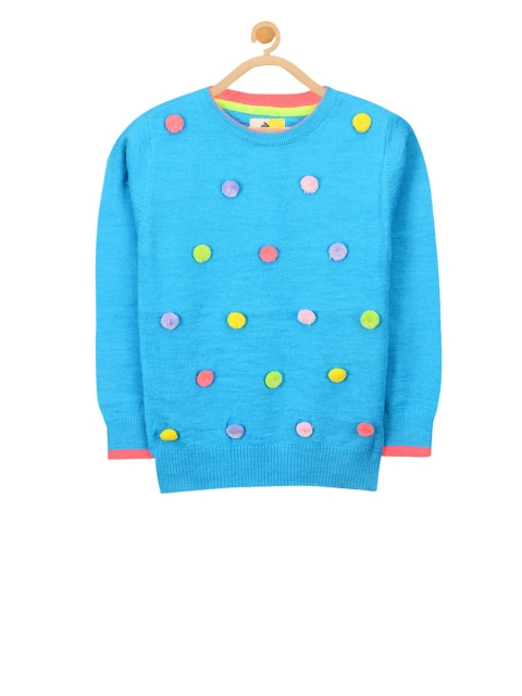 

Cherry Crumble Girls Blue Pom Pom Sweatshirt