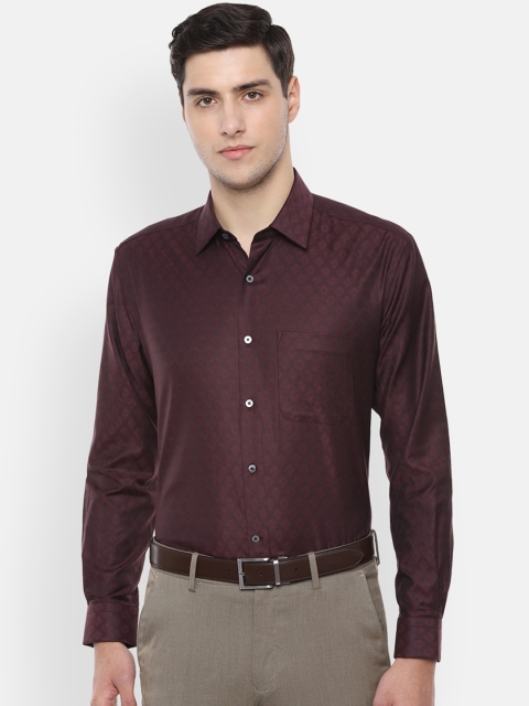 

Luxure by Louis Philippe Men Maroon Regular Fit Self Design Party Shirt