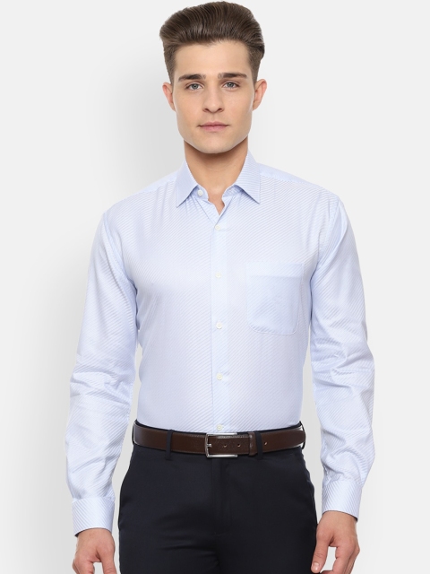 

Luxure by Louis Philippe Men Blue Regular Fit Self Design Formal Shirt
